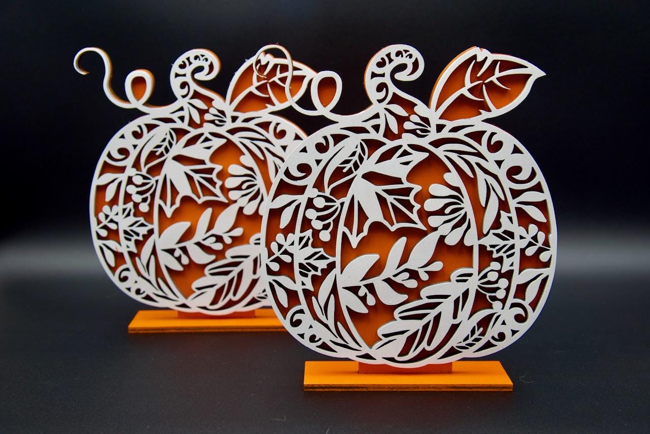 Wooden pumpking decoration. Beautifully crafted ornamental design.