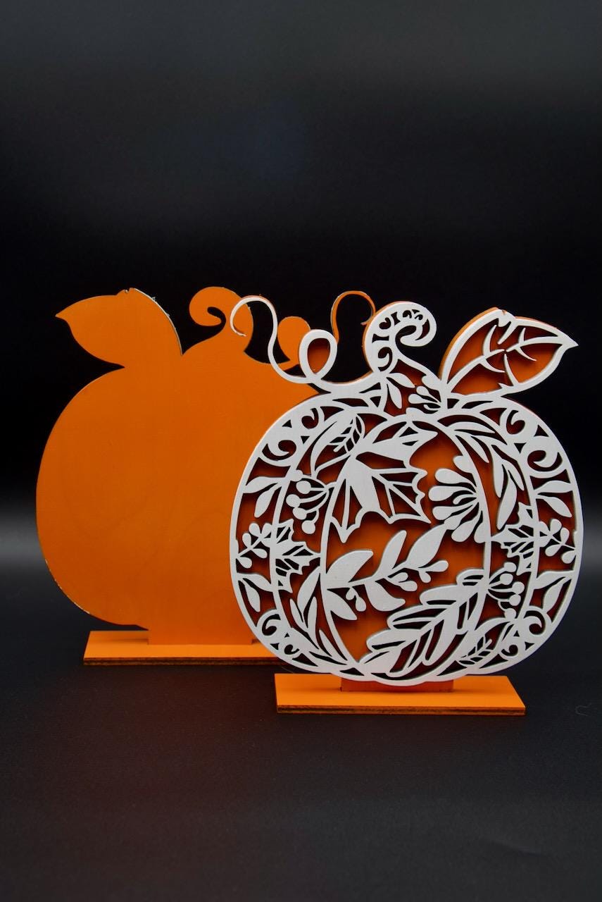 Wooden pumpking decoration. Beautifully crafted ornamental design.