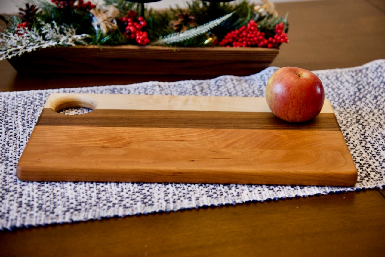 Wood Charcuterie and Cheese Serving Board. Made of Walnut, Hard Maple and Cherry, Perfect Gift