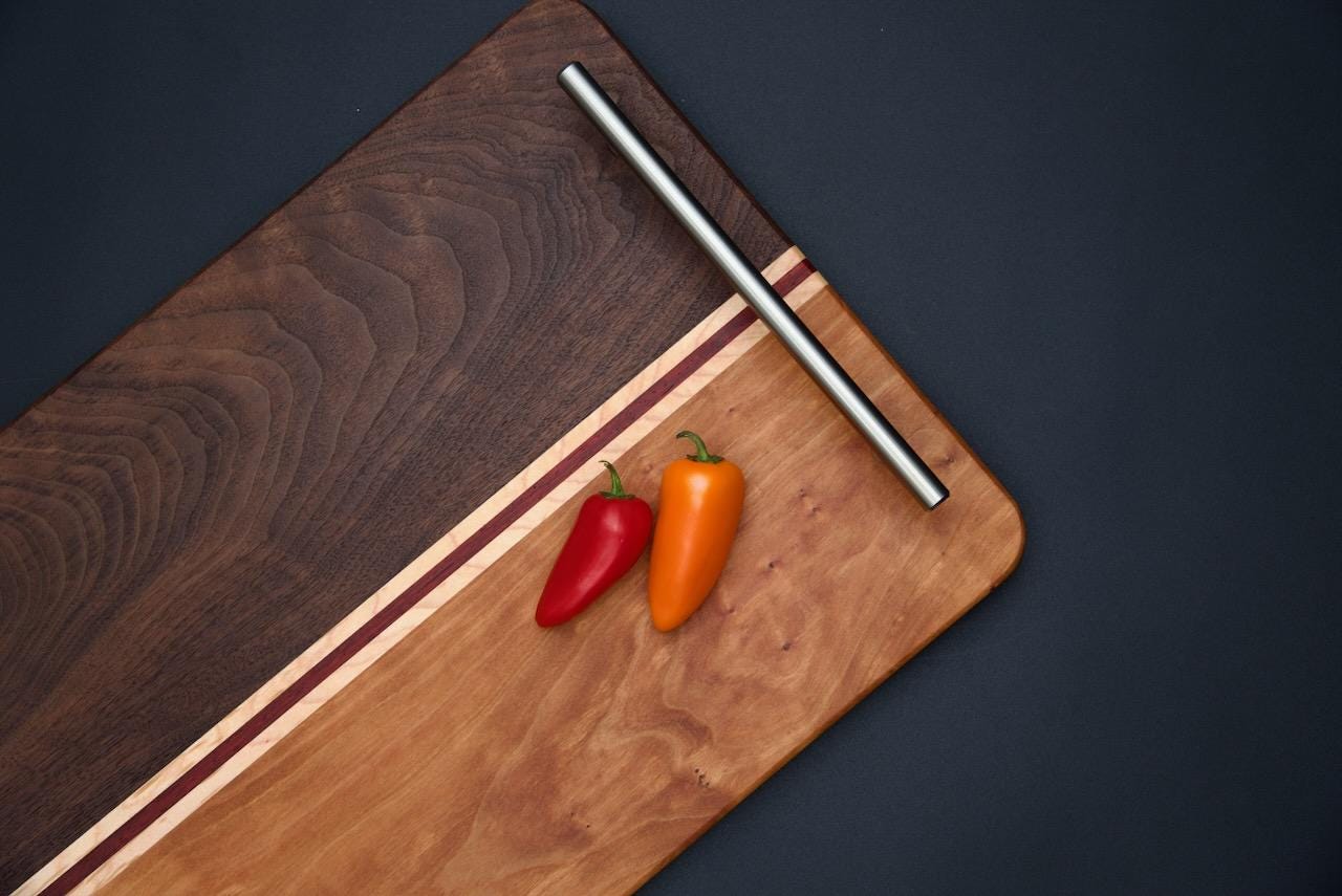 Handmade Wooden Serving Board. Elevate Your Entertaining Game! Made of Walnut, Hard Maple,  and Cherry, Perfect Gift