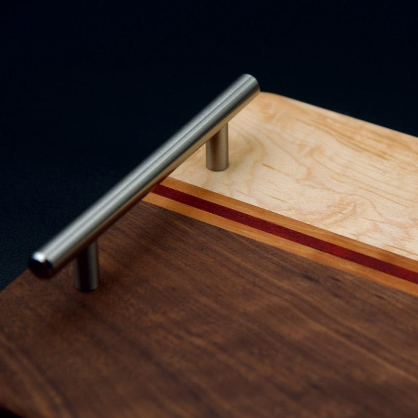 Handmade Wooden Serving Board. Elevate Your Entertaining Game! Made of Walnut, Hard Maple,  and Cherry, Perfect Gift