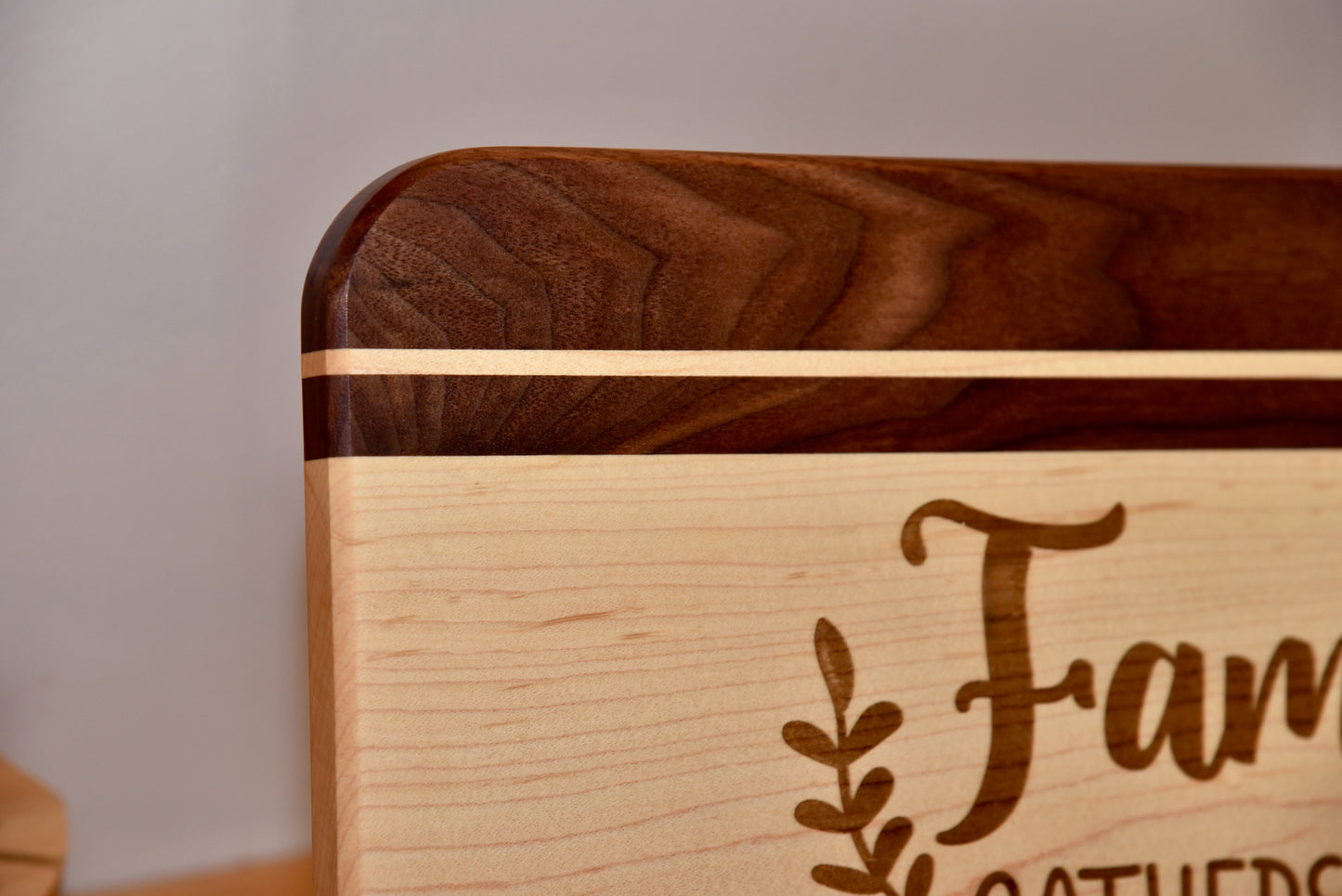 Handmade Wooden Serving Board. Made of Walnut and Hard Maple. Custom personalized design. Perfect Gift.