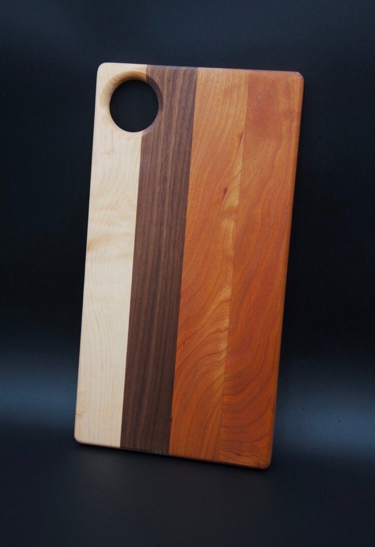 Wood Charcuterie and Cheese Serving Board. Made of Walnut, Hard Maple and Cherry, Perfect Gift