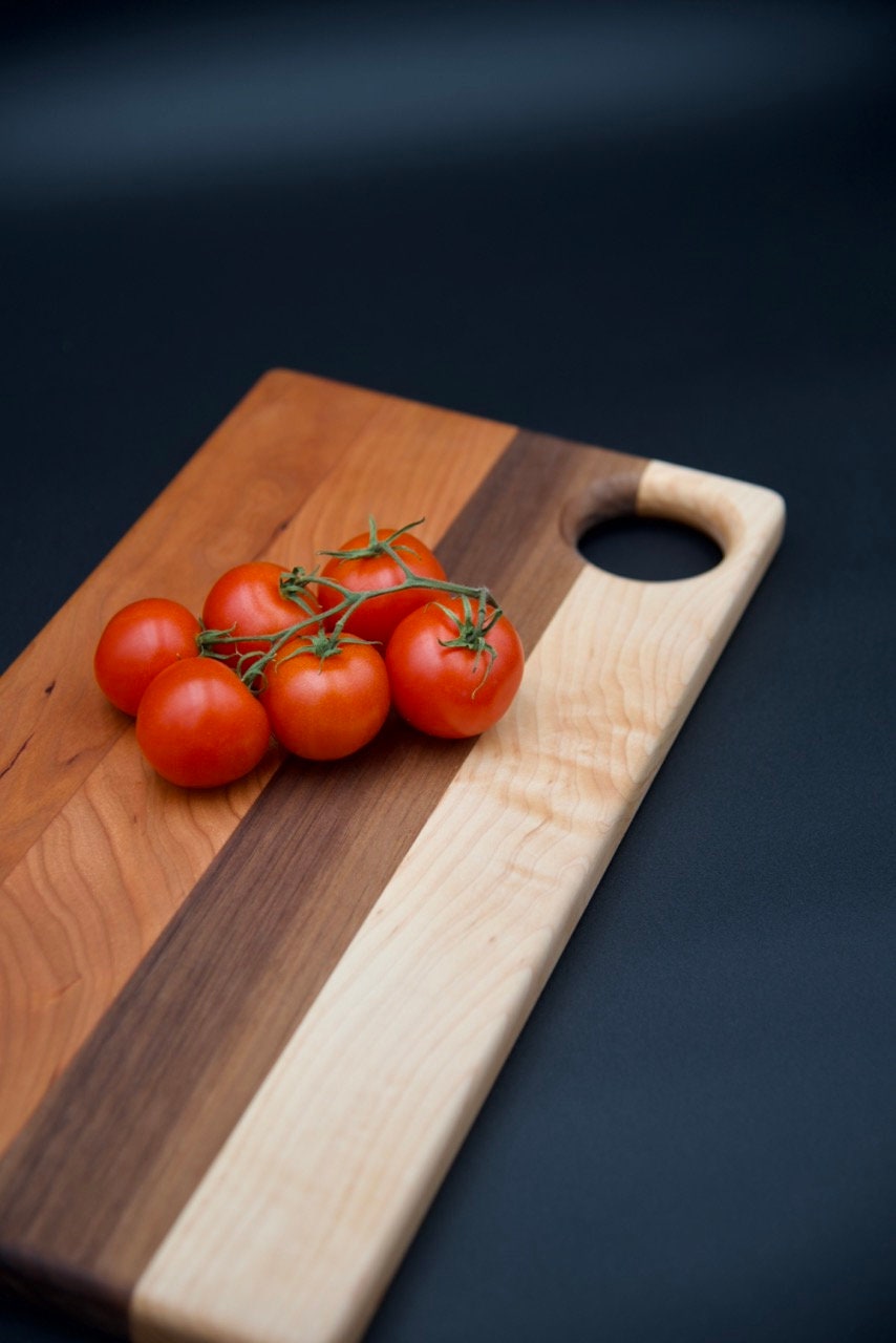 Wood Charcuterie and Cheese Serving Board. Made of Walnut, Hard Maple and Cherry, Perfect Gift