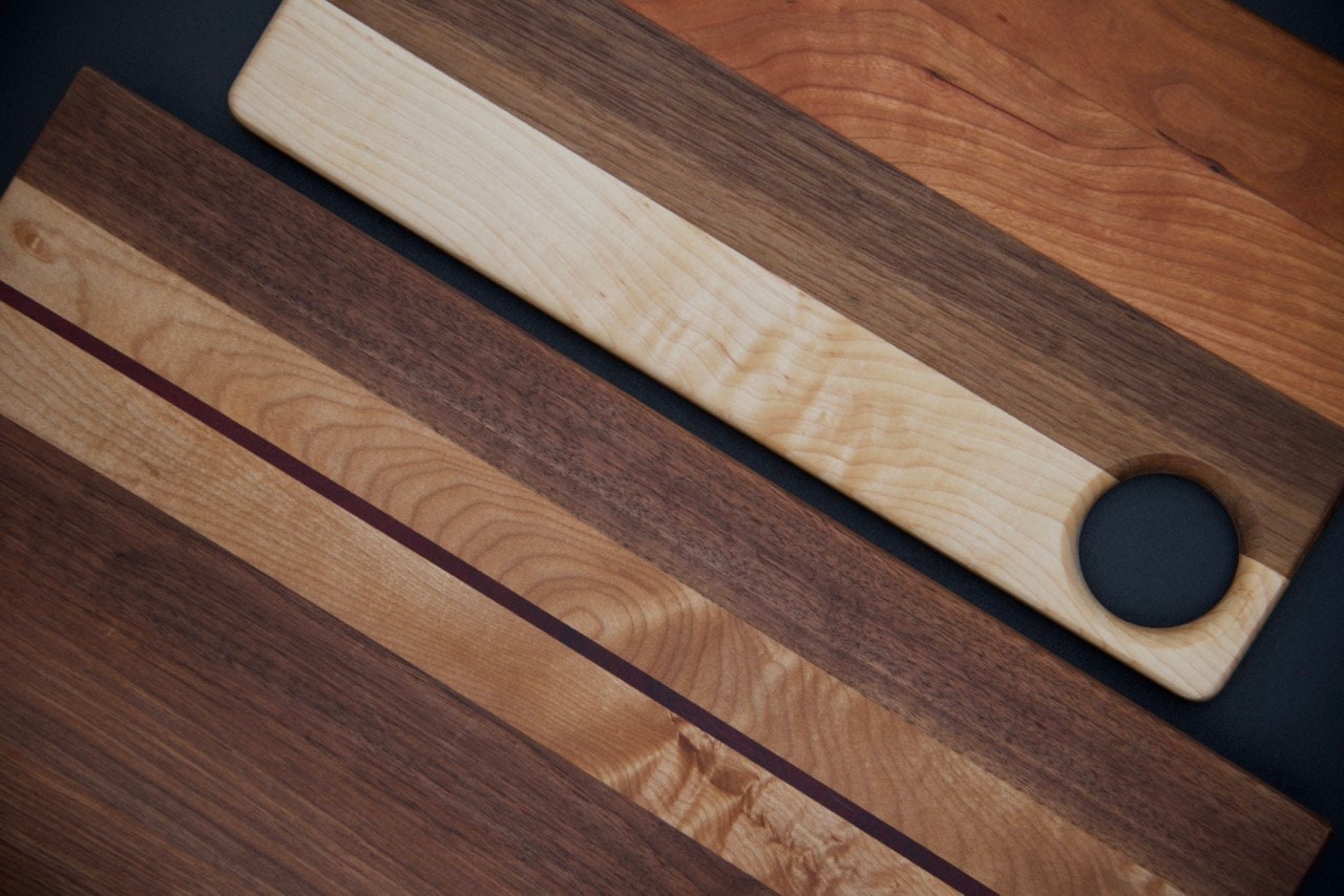 Cutting Board and Coasters Set - Walnut and Hard Maple, Perfect for Kitchen Prep and Entertaining, Perfect Gift